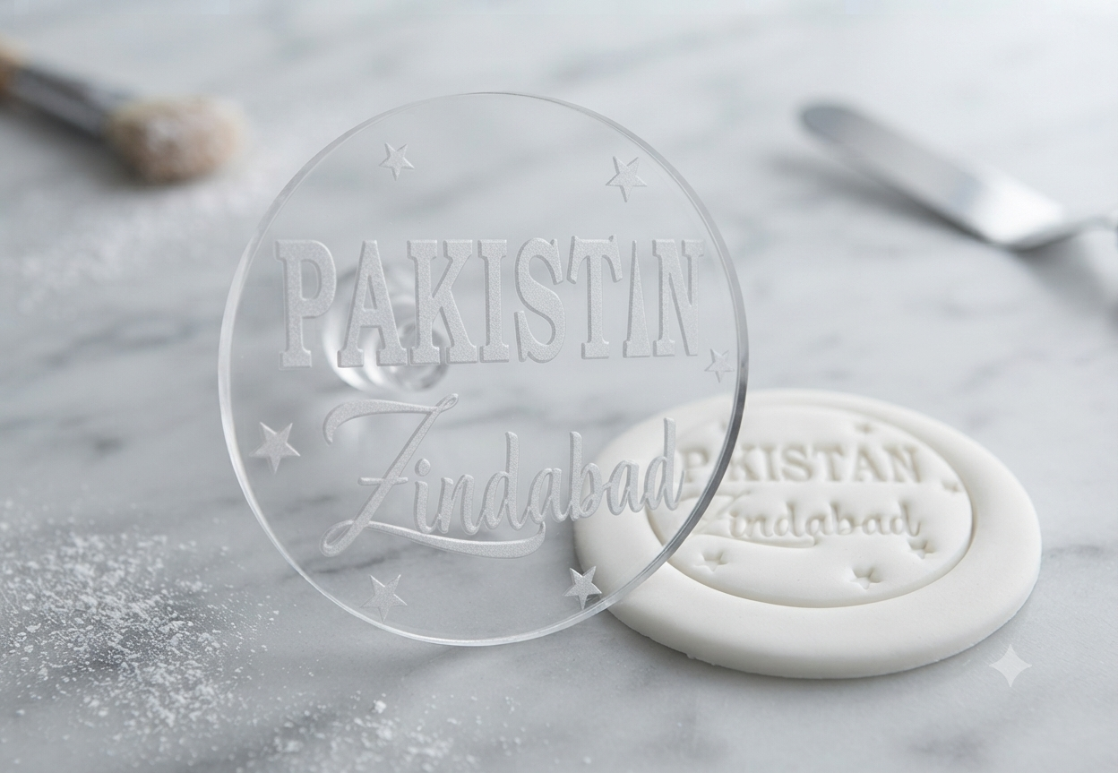 Pakistan Zindabad Cake Stamp – Independence Day Fondant Embosser & Cake Decoration Tool