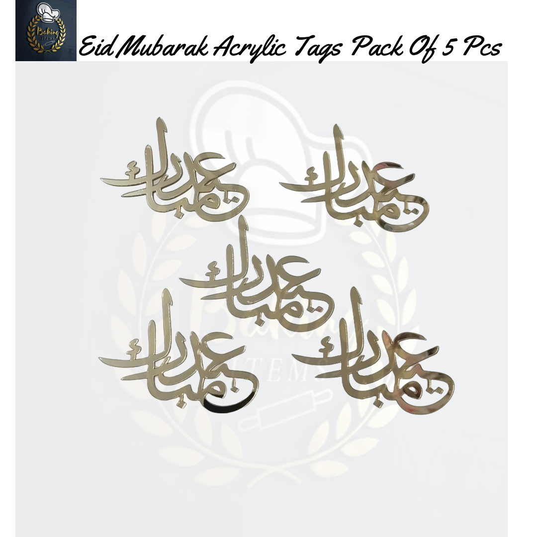Eid Mubarak Acrylic Tags Pack Of 5 Pcs