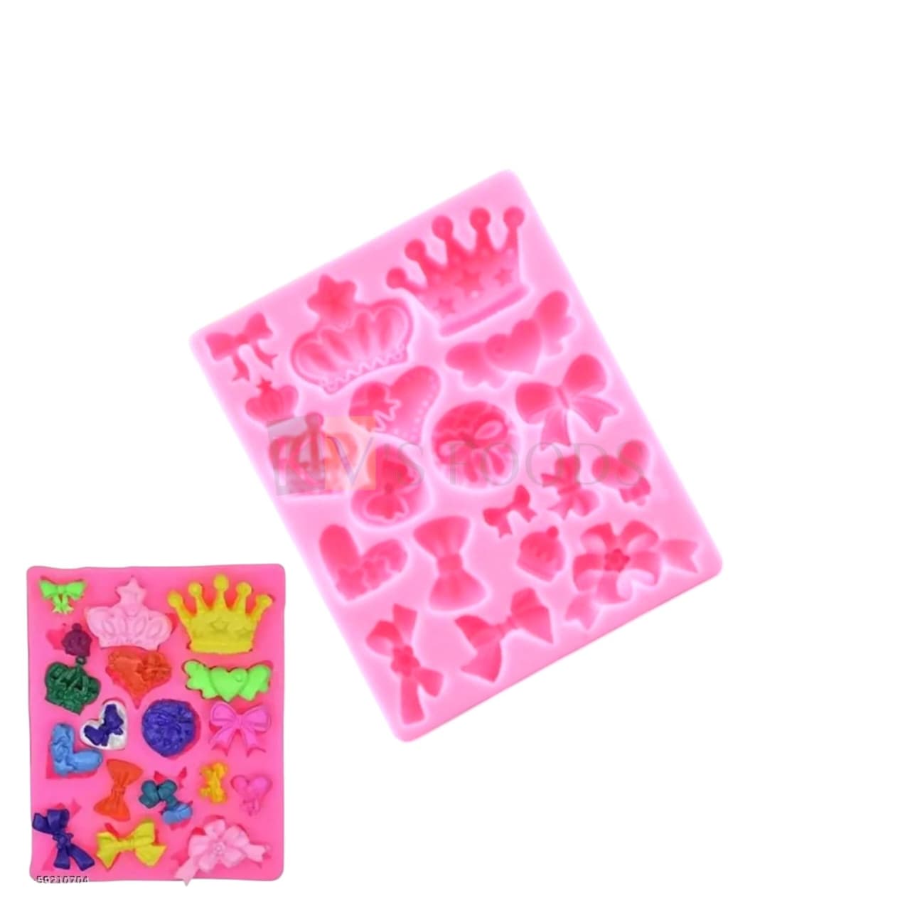 Crown & Bow Silicone Mold | Fondant & Chocolate Cake Decorating Mold for Princess Cakes