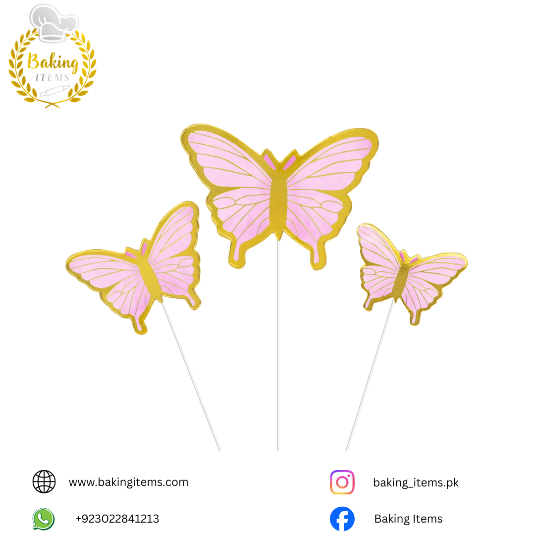 Pink Butterfly with Stick β 6 Pcs Pack