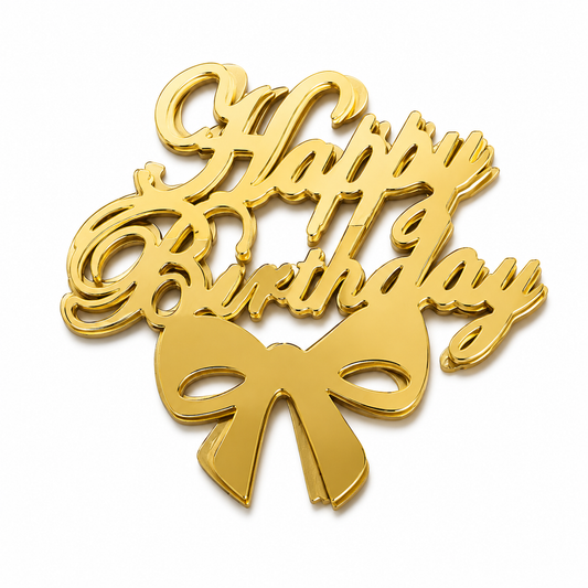 Happy Birthday Acrylic Cake Tags – Pack of 5 Pcs | Premium Birthday Cake Decoration Tags