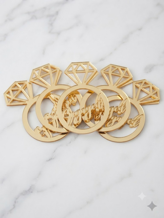 Engaged Cake Tags – Pack of 5 Pcs | Premium Engagement Cake Decoration Tags