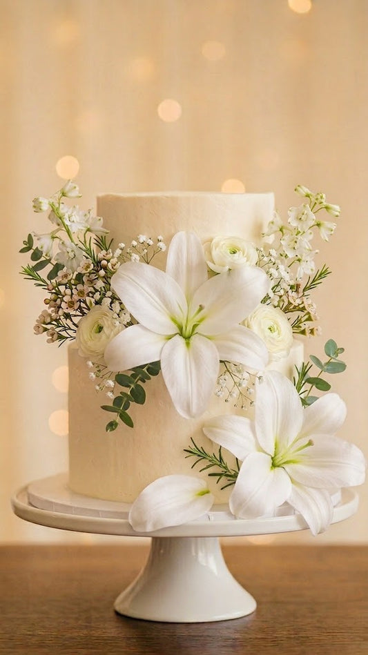 White Lily Flowers – Elegant Decorative Cake & Dessert Flowers
