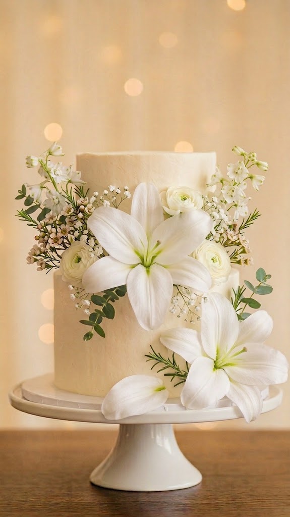 White Lily Flowers – Elegant Decorative Cake & Dessert Flowers
