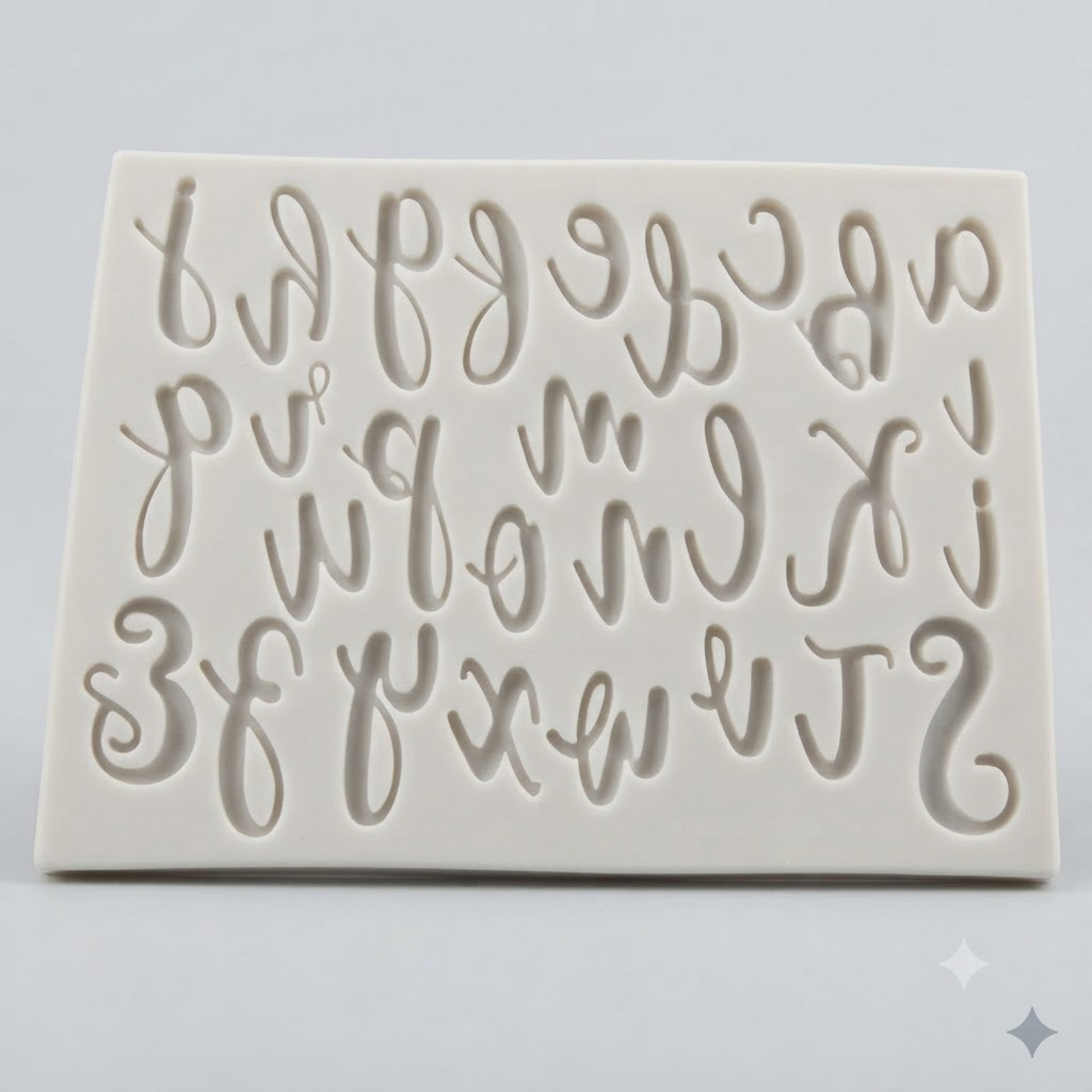Cursive Alphabet Silicone Molds – 2 PCS Set | Food Grade Letter Molds for Fondant, Chocolate & Resin