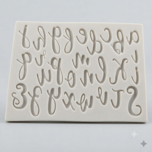 Cursive Alphabet Silicone Molds – 2 PCS Set | Food Grade Letter Molds for Fondant, Chocolate & Resin