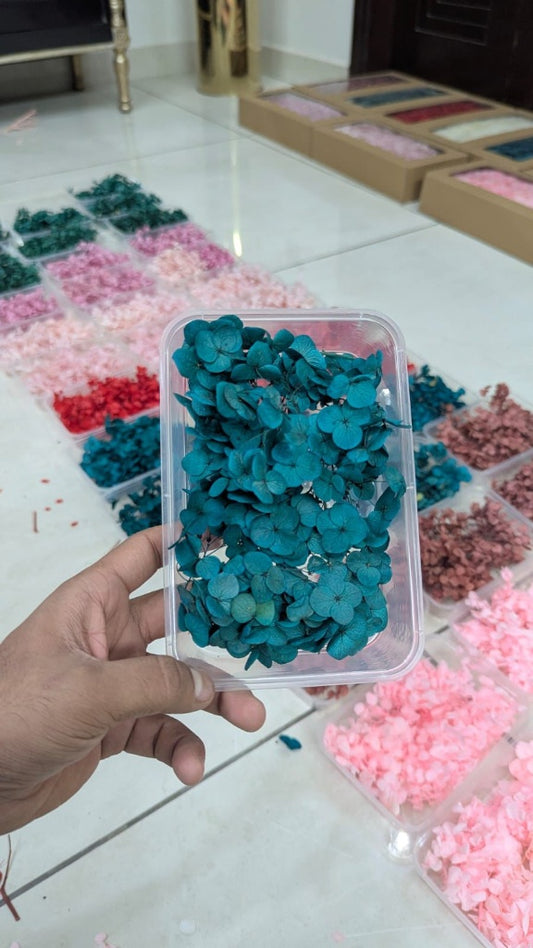 Turquoise Hydrangea Flower Box for Cake Decorating | Blue-Green Floral Cake Decoration