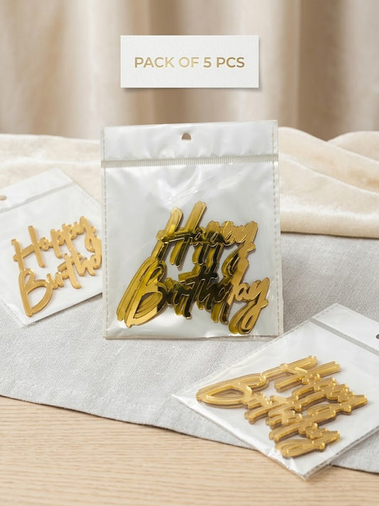 Happy Birthday Tags – Pack of 5 Pcs | Premium Birthday Cake Decoration Tags