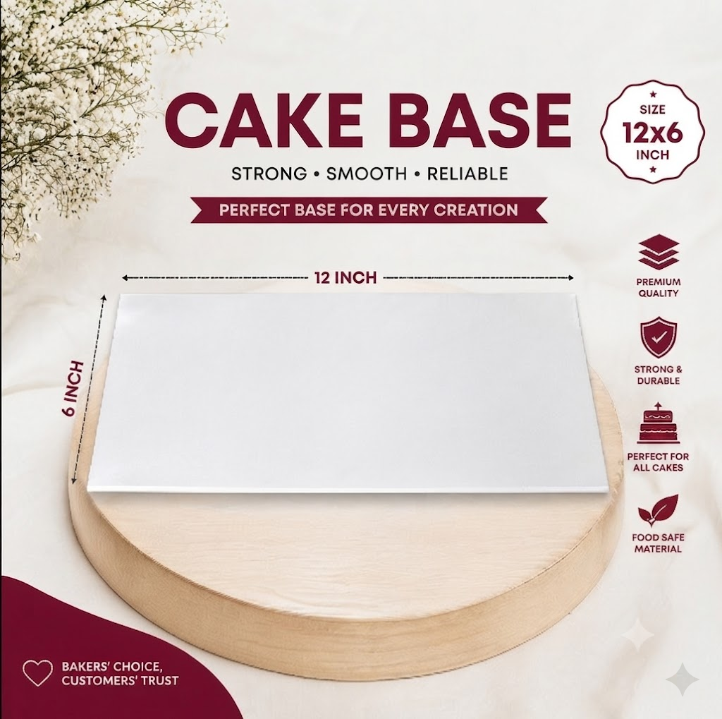 12x6 Rectangle Cake Base | Strong Cake Board for Cake Support & Presentation