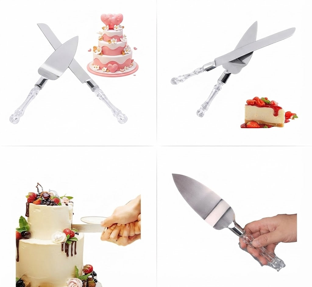 Stainless Steel Cake Shovel Set | Cake Cutter & Pie Server Spatula Set for Birthday & Wedding Cakes