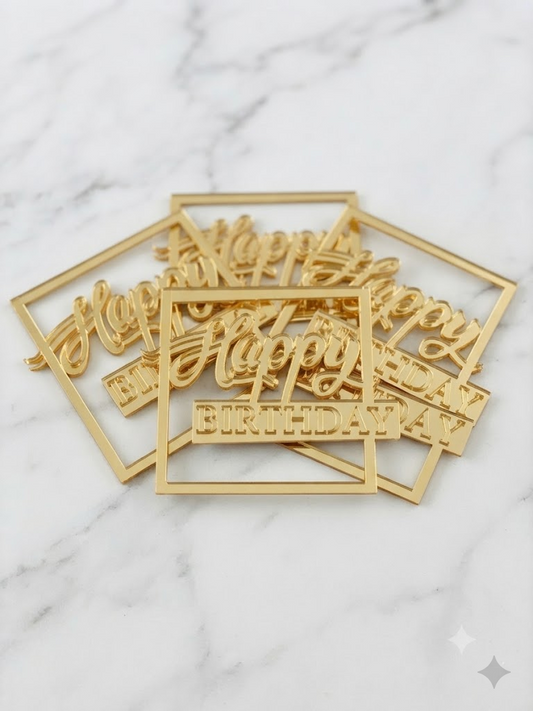 Happy Birthday Tags – Pack of 5 Pcs | Premium Birthday Cake Decoration Tags