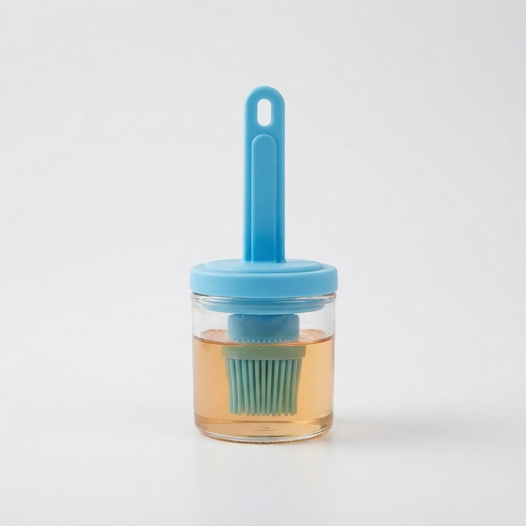 Silicone Oil Bottle with Brush & Cap | Oil Dispenser & Pastry Basting Brush for Baking