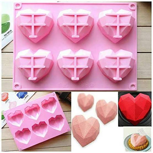 6 Cavity Geometric Heart Mold