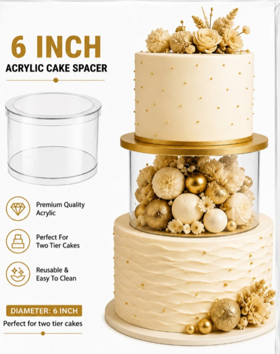 6 Inch Cake Spacer – Premium Acrylic Cake Separator for Tiered Cake Decorating