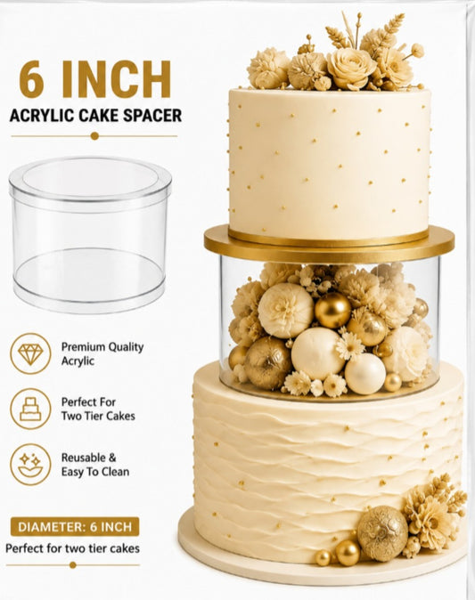 6 Inch Cake Spacer – Premium Acrylic Cake Separator for Tiered Cake Decorating