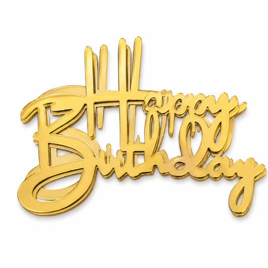 Happy Birthday Acrylic Tags – Pack of 5 Pcs | Premium Birthday Cake Decoration Tags