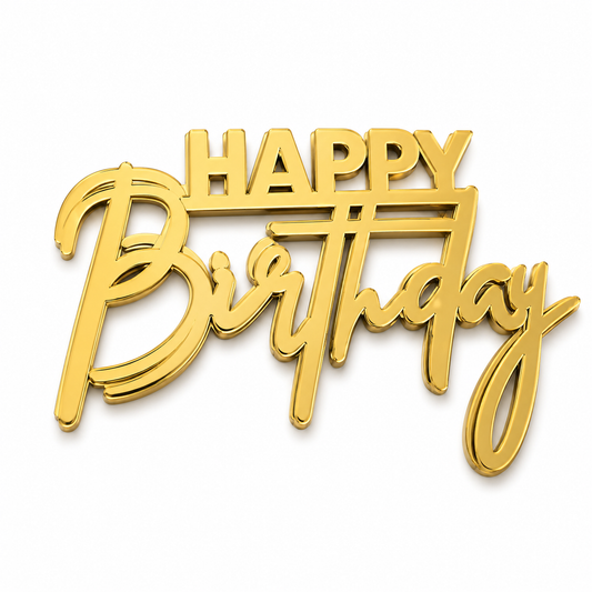 Happy Birthday Acrylic Tags – Pack of 5 Pcs | Premium Birthday Cake Decoration Tags