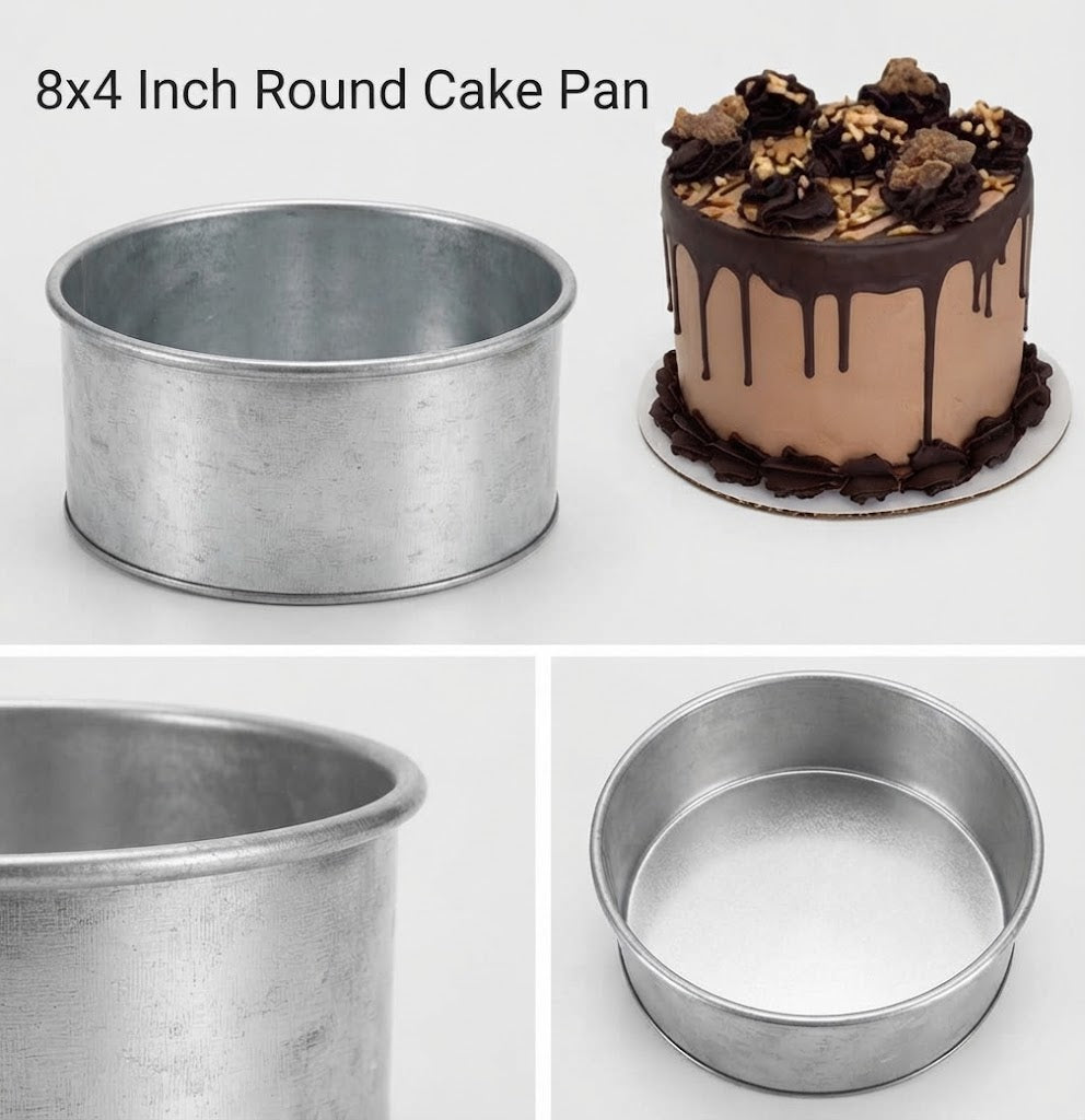 8x4 Inch Round Cake Pan | Deep & Tall Round Baking Tin for Layered, Birthday & Celebration Cakes