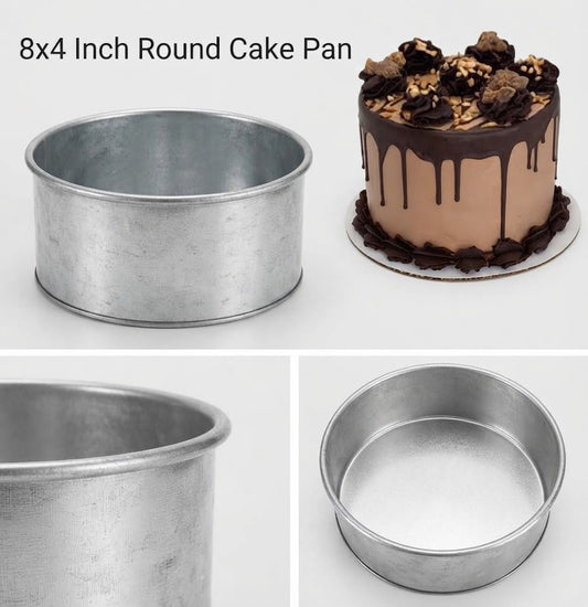 8x4 Inch Round Cake Pan | Deep & Tall Round Baking Tin for Layered, Birthday & Celebration Cakes