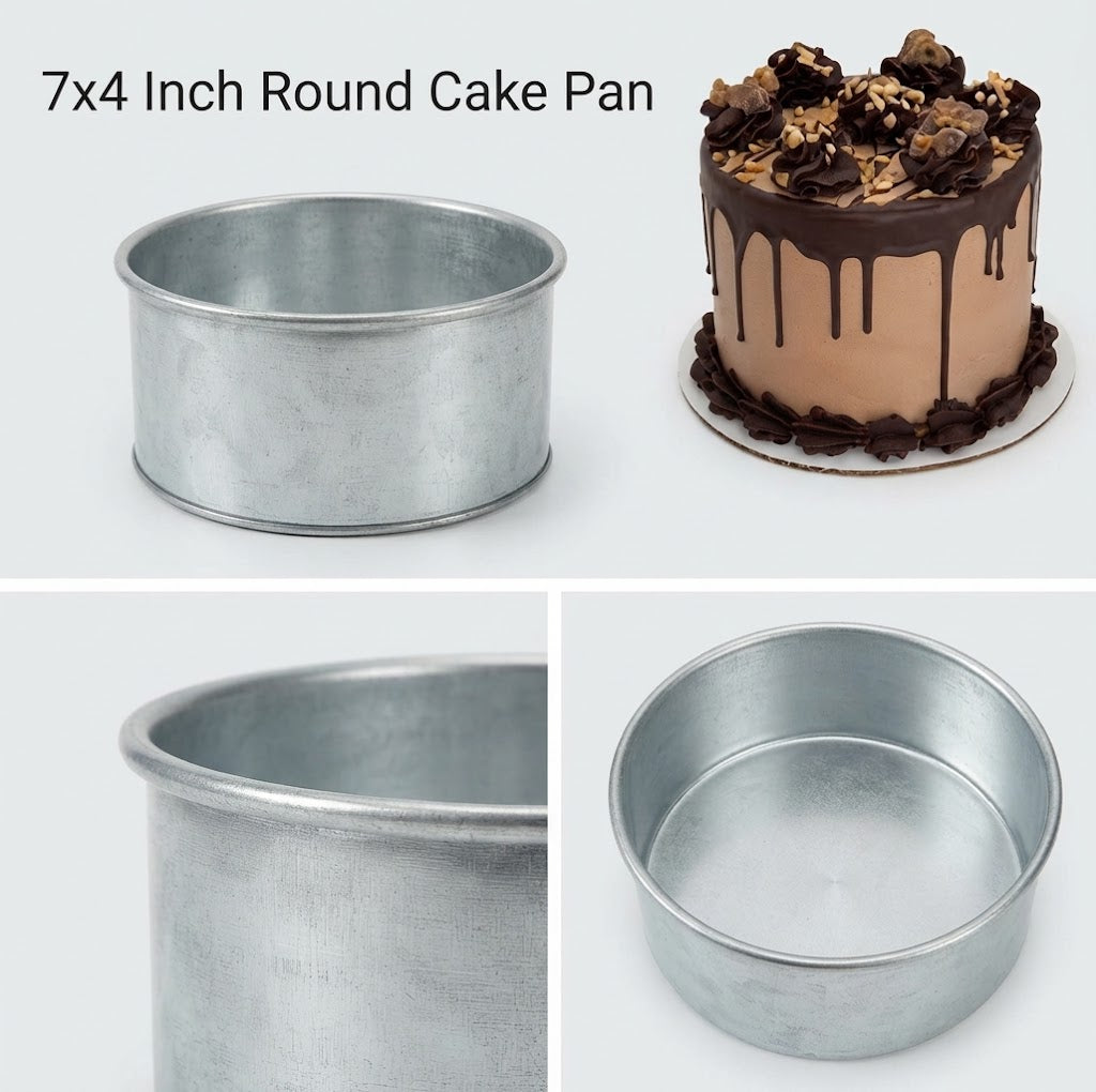 7x4 Inch Round Cake Pan | Deep Round Baking Tin for Tall, Layered & Celebration Cakes