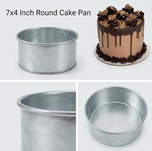 7x4 Inch Round Cake Pan | Deep Round Baking Tin for Tall, Layered & Celebration Cakes