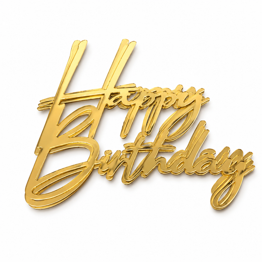 Happy Birthday Acrylic Cake Tags – Pack of 5 Pcs | Premium Birthday Cake Decoration Tags