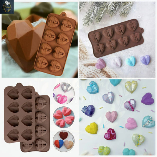 8 Cavity Geometric Heart Chocolate Mold