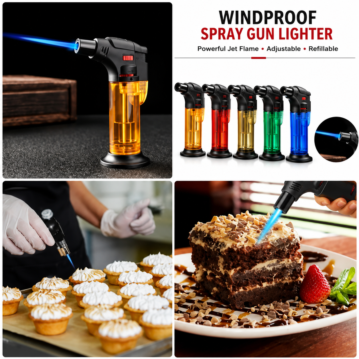 Mini Blow Torch – Refillable Butane Kitchen Torch for Baking, Caramelizing & Cake Decorating