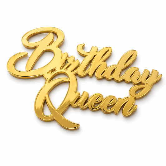 Birthday Queen Acrylic Cake Tags – Pack of 5 Pcs | Premium Birthday Cake Decoration Tags