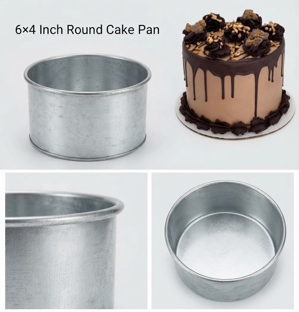 6x4 Inch Round Cake Pan | Deep & Tall Round Baking Tin for Layered, Birthday & Celebration Cakes