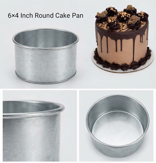 6x4 Inch Round Cake Pan | Deep & Tall Round Baking Tin for Layered, Birthday & Celebration Cakes