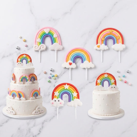 Multi Rainbow Cake Decoration – Colorful Rainbow Cake Topper & Dessert Decor