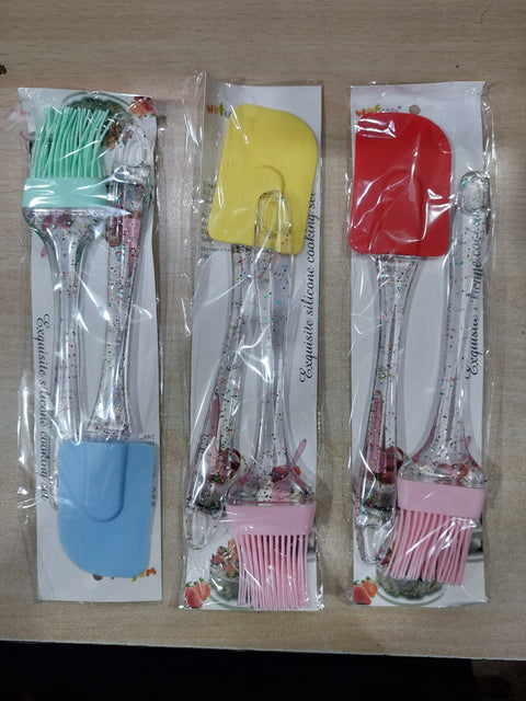 Acrylic Handle Spatula & Brush Set