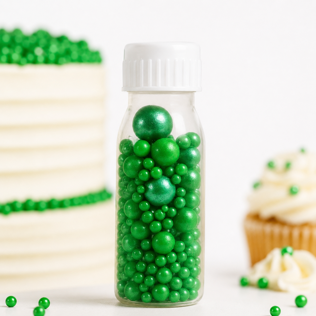 Green Sprinkles Bottle 25g – Edible Cake & Cupcake Decoration Sprinkles