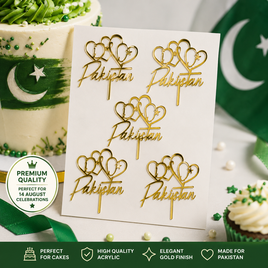 Dil Dil Pakistan Acrylic Cake Tag – Pack of 5 | 14 August Cake Decoration