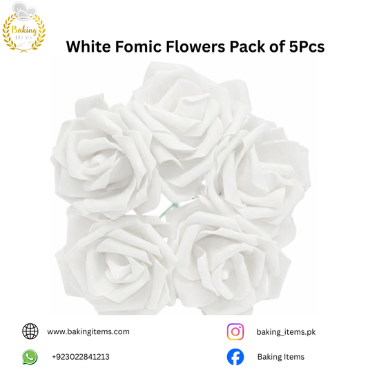 White Fomic Flowers – Pack of 5