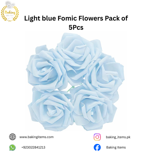 Light Blue Fomic Flowers – Pack of 5