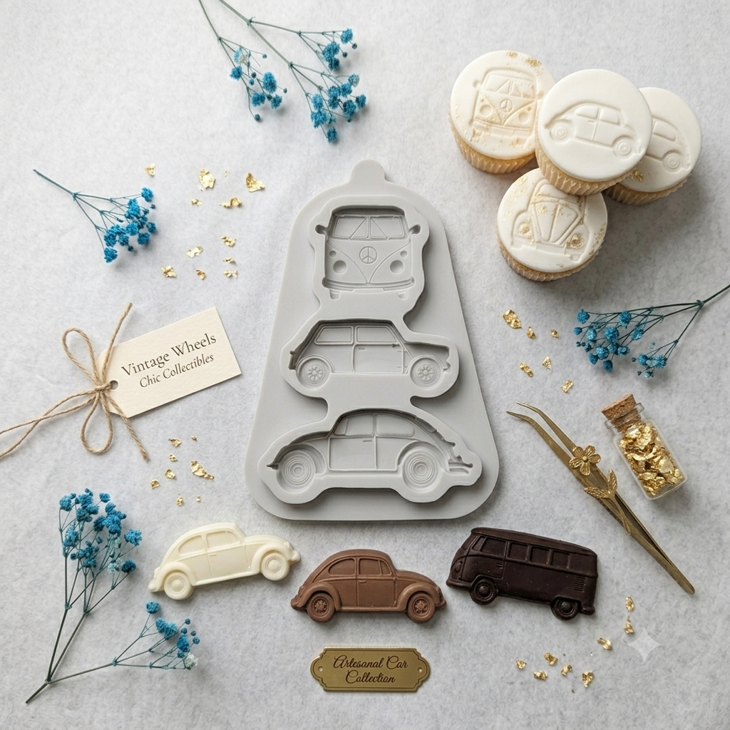 3 Cavity Cars Silicone Mold | Fondant & Chocolate Kids Cake Decorating Mold