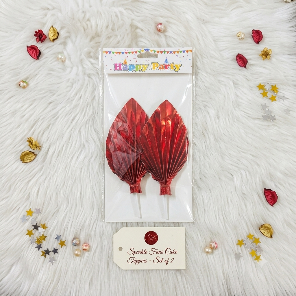 Red Palm Leaf Cake Decoration | Artificial Tropical Leaf for Cakes & Dessert Styling