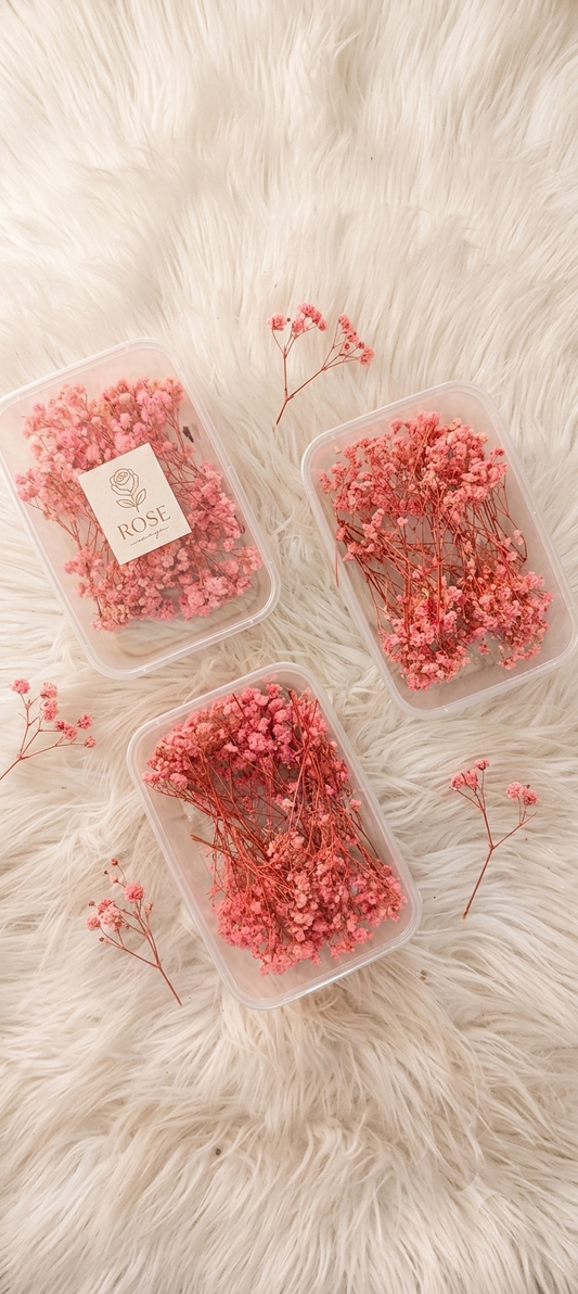 Pink Dried Baby Breath | Preserved Gypsophila Flowers for Cake Decoration & Crafts