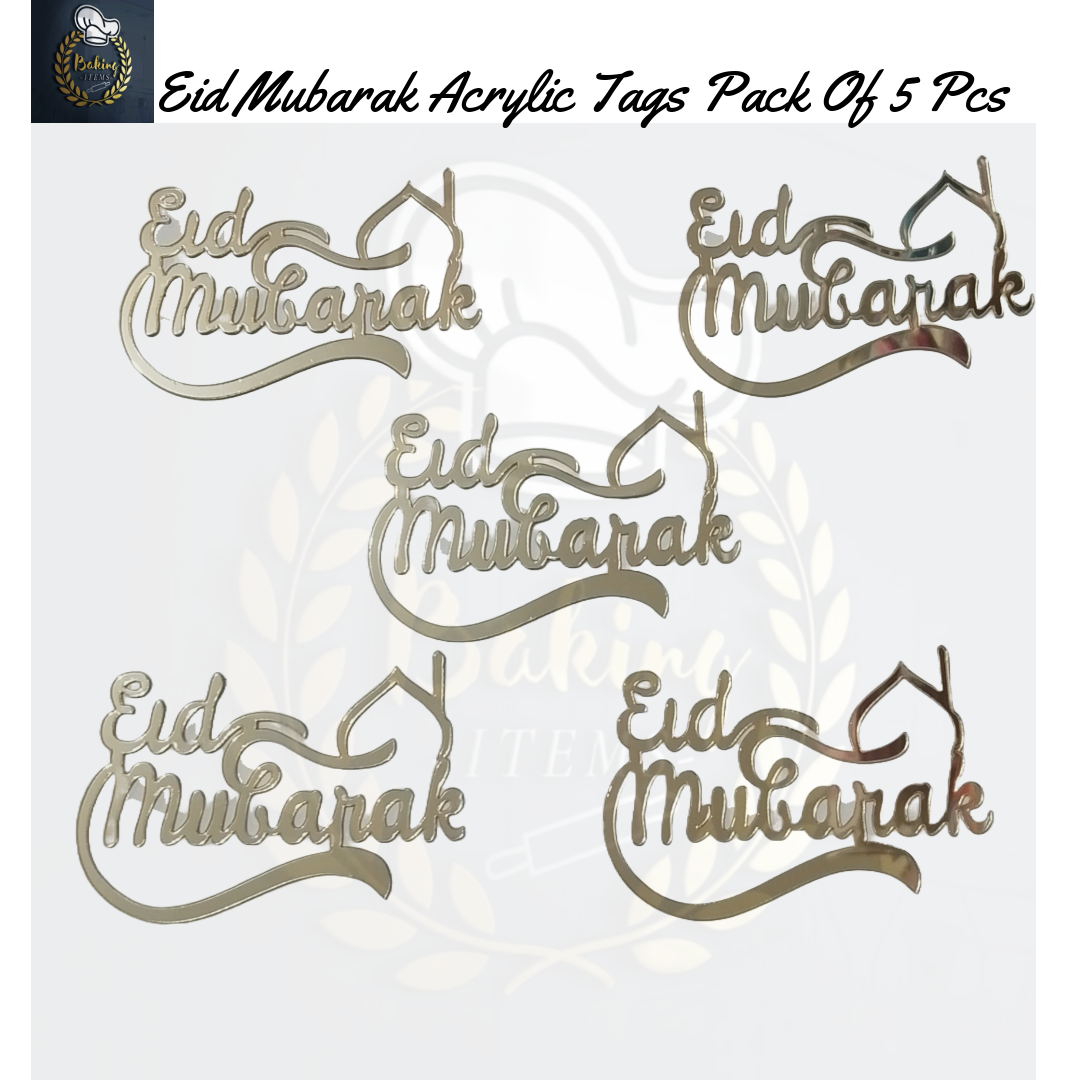 Eid Mubarak Acrylic Tags Pack Of 5 Pcs