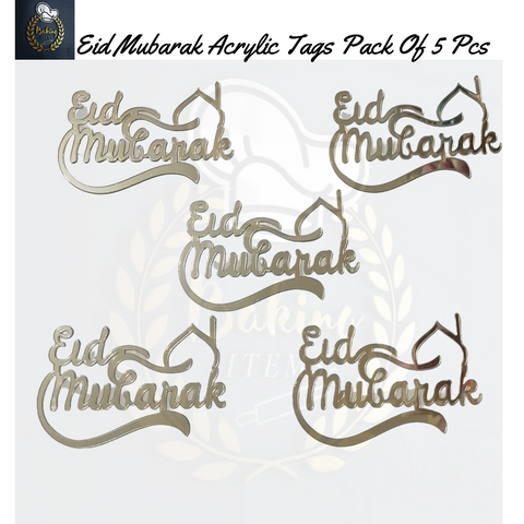 Eid Mubarak Acrylic Tags Pack Of 5 Pcs