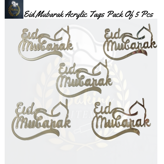 Eid Mubarak Acrylic Tags Pack Of 5 Pcs