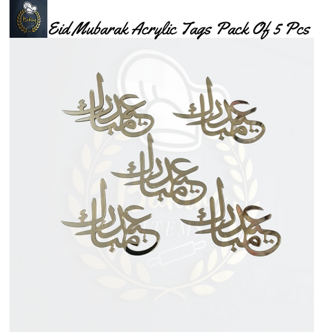 Eid Mubarak Acrylic Tags Pack Of 5 Pcs