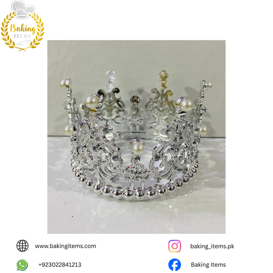 Silver Pearl Crown – Graceful Cake Topper