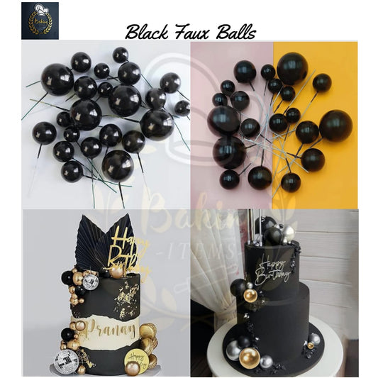 Black Faux Balls Pack Of 5 Pcs