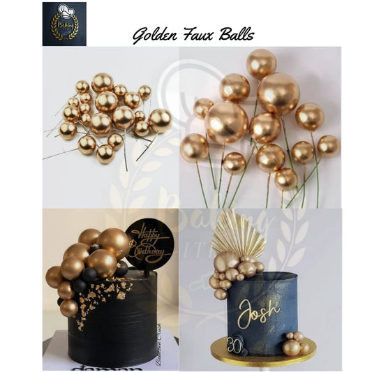 Golden Faux Balls Pack Of 5 Pcs