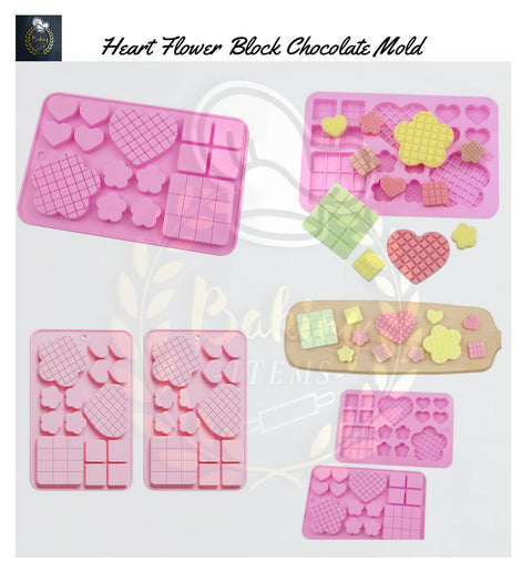 Heart Flower Block Silicone Mold