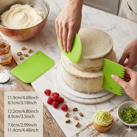 3 Pcs Plastic Cake Scraper Set