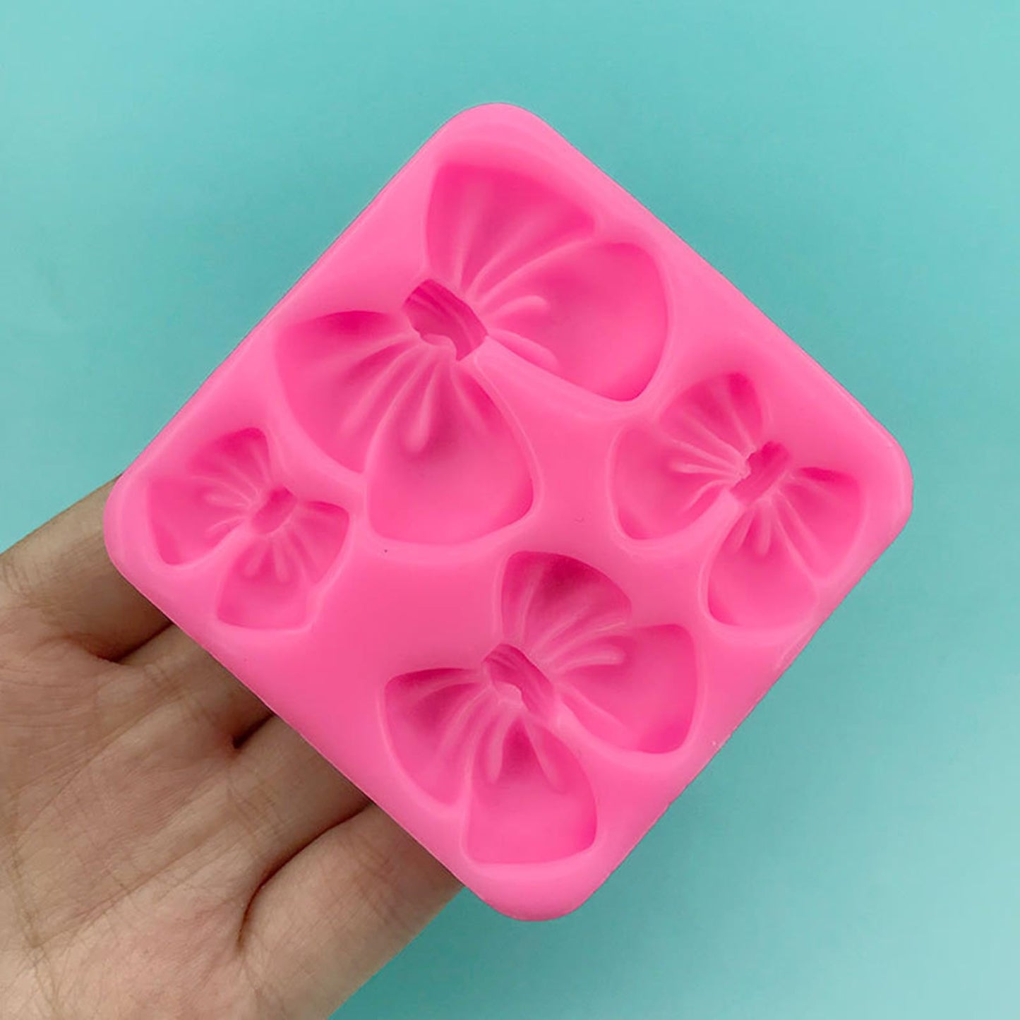 4 Cavity Bow Silicone Mold | Fondant & Chocolate Cake Decorating Mold for Cute Cake Designs